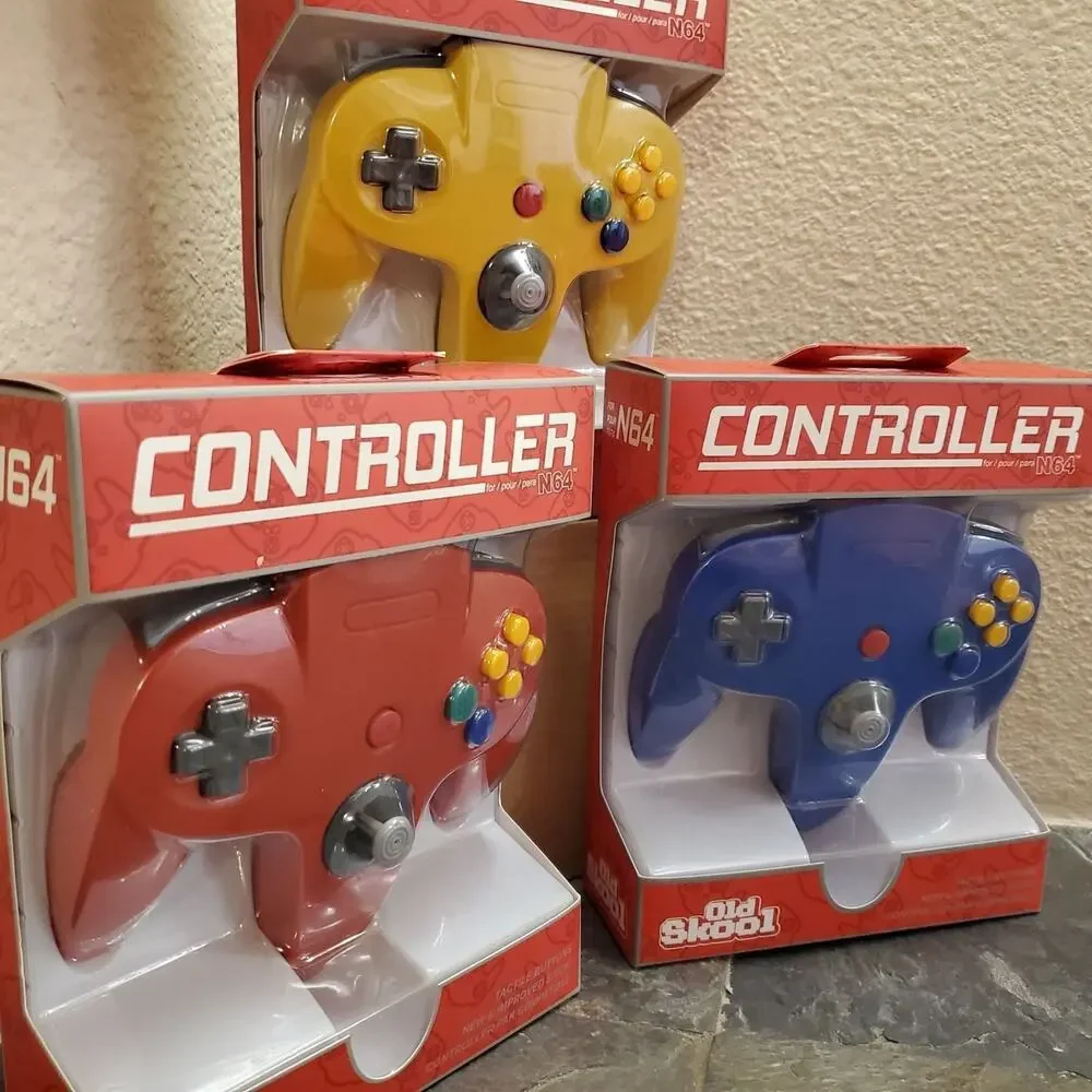3 N64 Controllers - 3 Colors Bundle (NEW) - Red, Blue, Yellow - Nintendo64